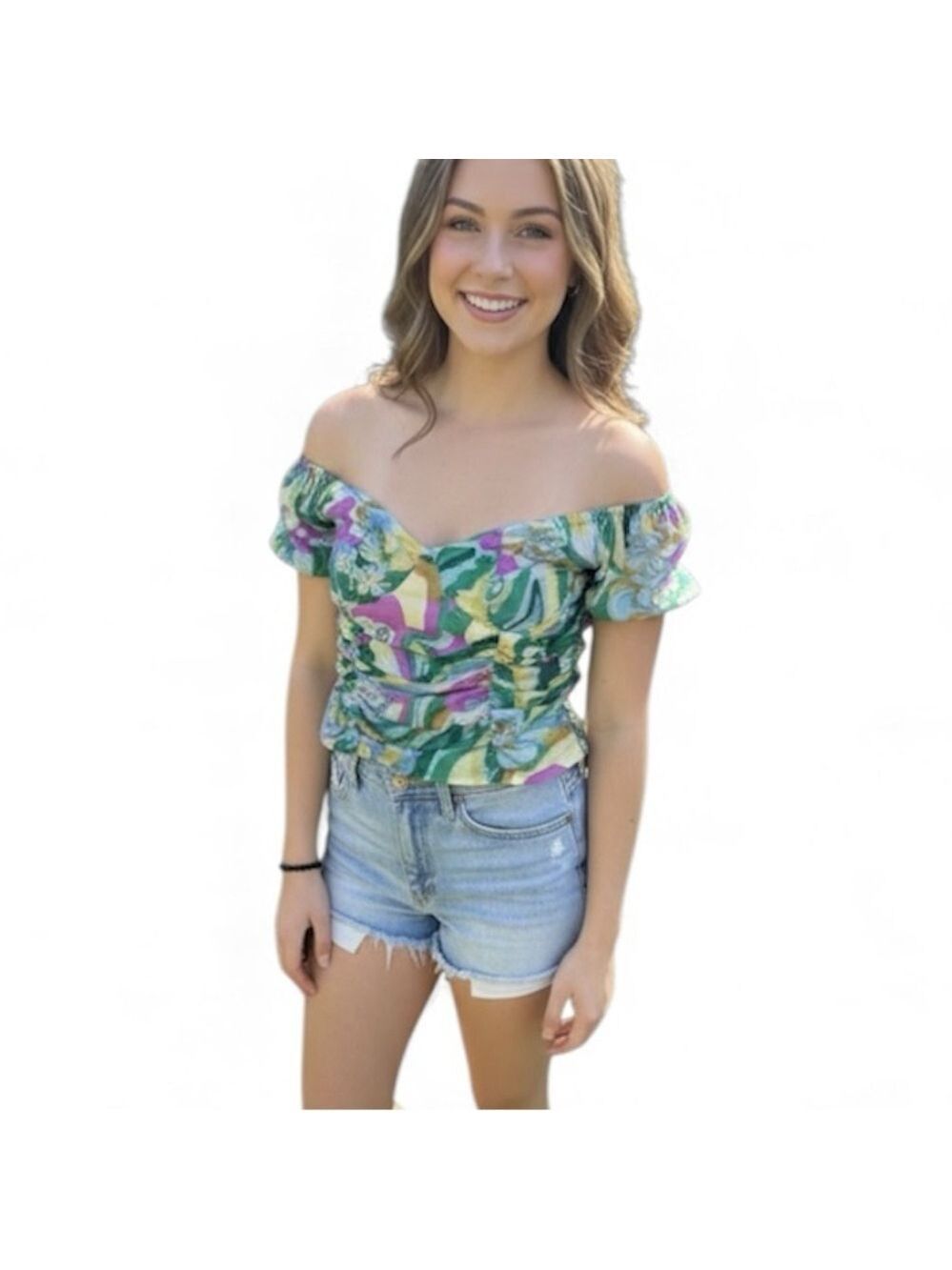 Rue21 Multicolor Floral Ruched Top